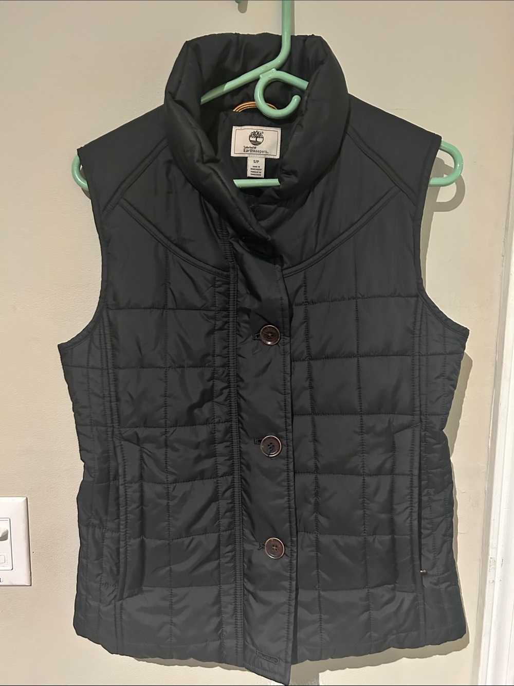 Timberland Women's Black Quilted Button-Front Puffer Vest